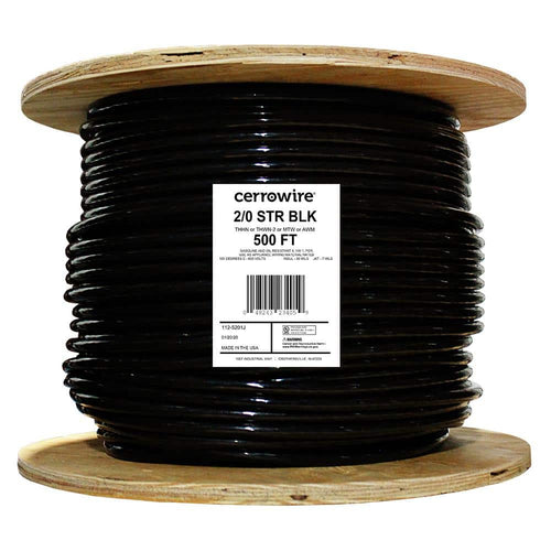 Cerrowire 500 ft. 2/0 Black Stranded Copper THHN Wire