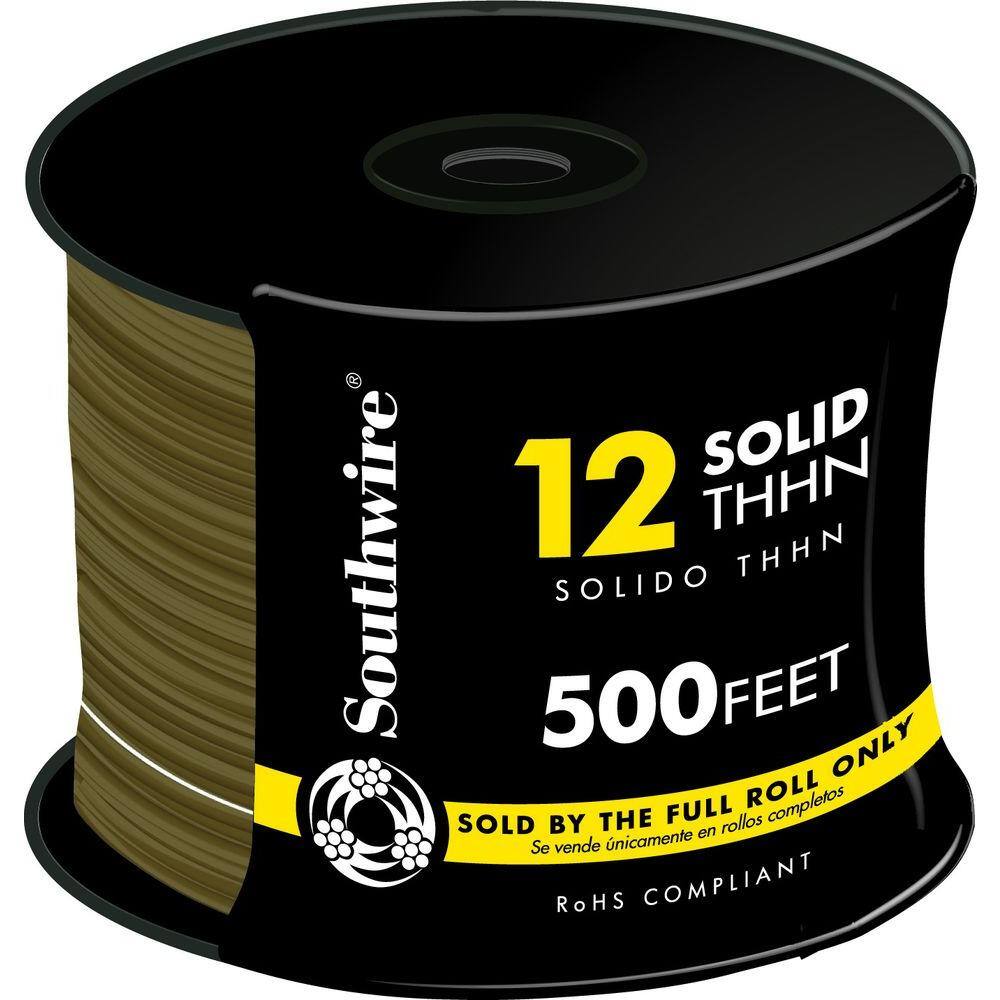 Southwire 500 ft. 12 Brown Solid CU THHN Wire